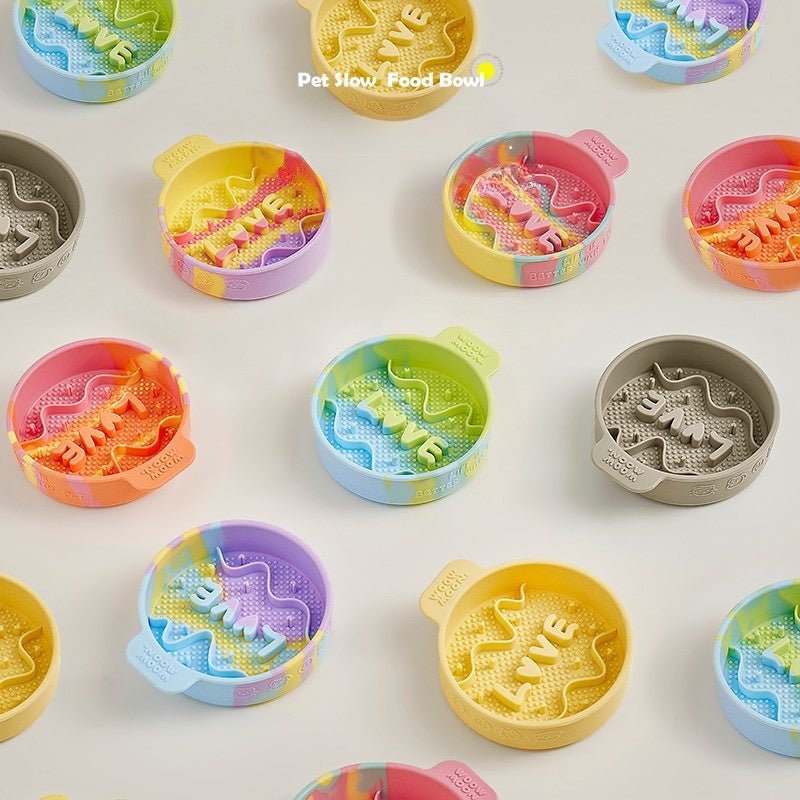 Silicone Slow Feeder Pet Feeding Bowls for Small Medium Cat Dog - PIKAPIKA