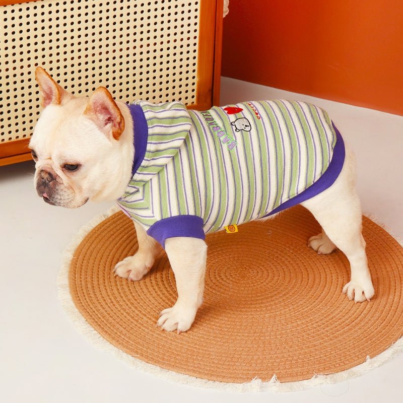 Sleeveless Hoodie Dog Stripes Clothes Bulldog - PIKAPIKA