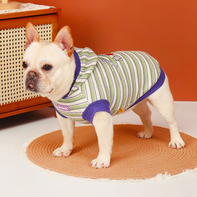 Sleeveless Hoodie Dog Stripes Clothes Bulldog - PIKAPIKA
