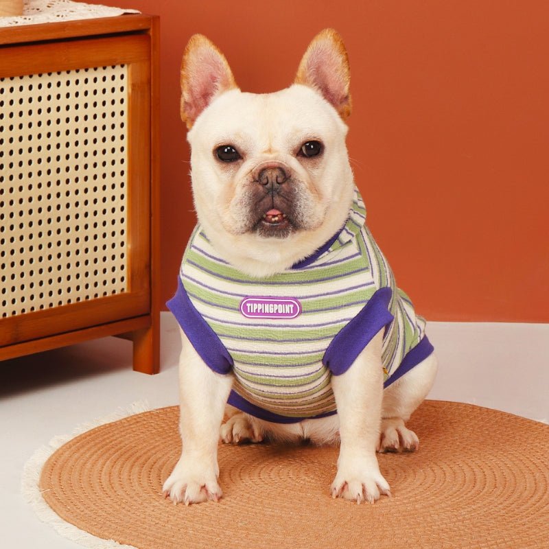 Sleeveless Hoodie Dog Stripes Clothes Bulldog - PIKAPIKA