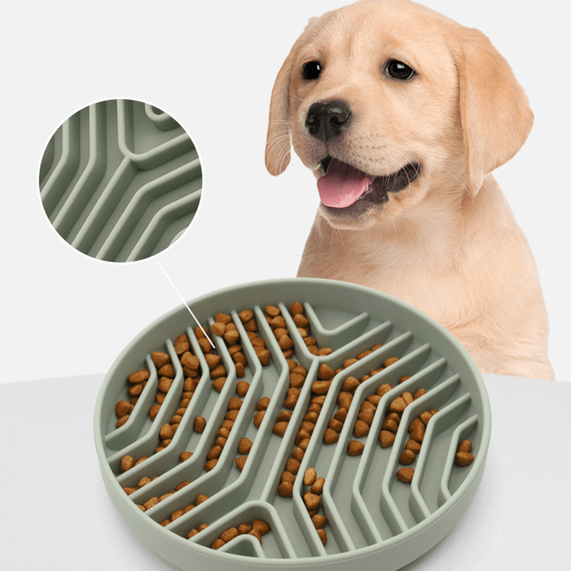 Slow Feeder Dog Bowls, Silicone Pet Food Bowls with Suction Cups - PIKAPIKA