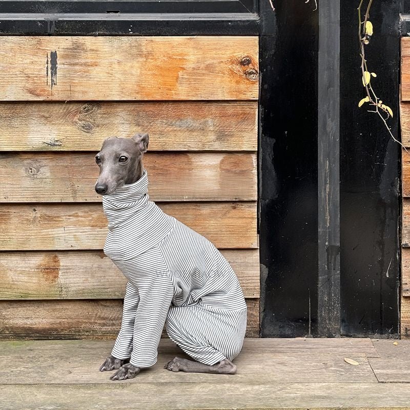 Soft Cotton Dog Onesies Stripe Shirt 4 Legged Clothing Full Body Coverage - PIKAPIKA