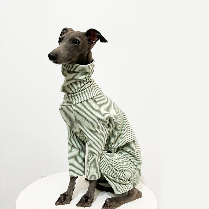 Soft Cotton Dog Onesies Stripe Shirt 4 Legged Clothing Full Body Coverage - PIKAPIKA