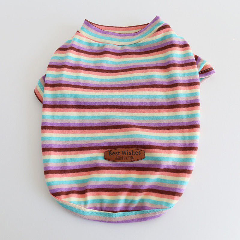 Soft Cotton Stripe Dog T-shirt Bulldog Clothes - PIKAPIKA