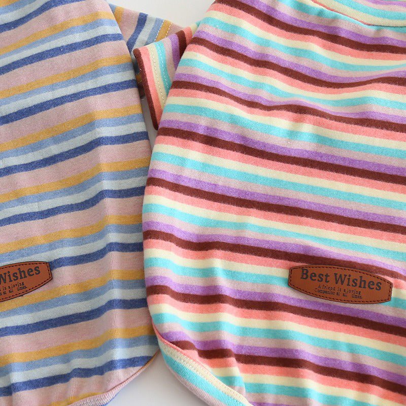 Soft Cotton Stripe Dog T-shirt Bulldog Clothes - PIKAPIKA
