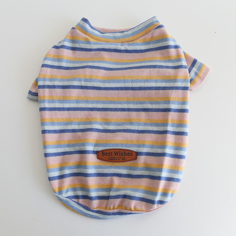 Soft Cotton Stripe Dog T-shirt Bulldog Clothes - PIKAPIKA