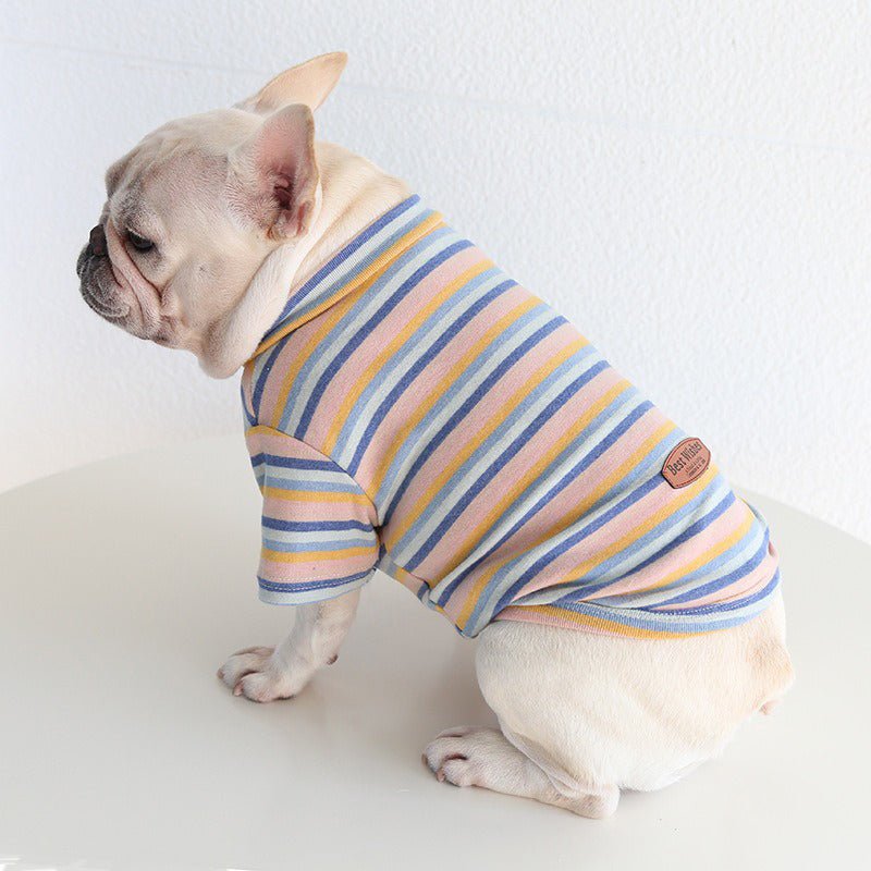 Soft Cotton Stripe Dog T-shirt Bulldog Clothes - PIKAPIKA