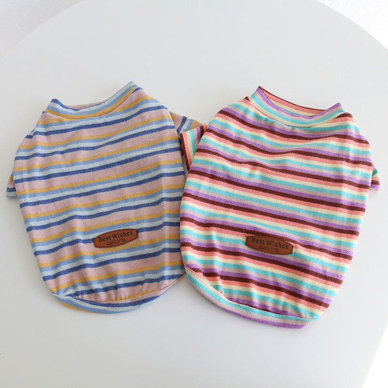 Soft Cotton Stripe Dog T-shirt Bulldog Clothes - PIKAPIKA