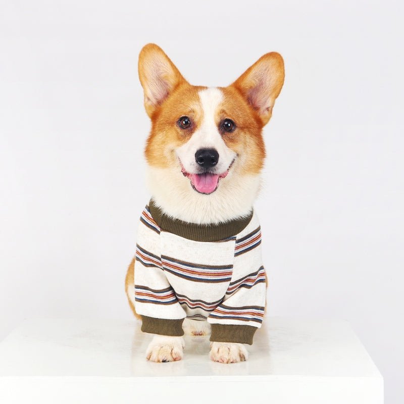 Soft Cotton Sweatshirts Corgi Dog Clothes Stripes - PIKAPIKA