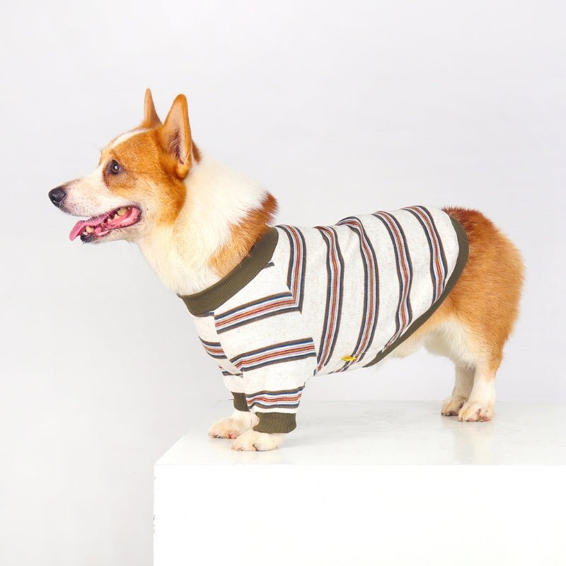 Soft Cotton Sweatshirts Corgi Dog Clothes Stripes - PIKAPIKA