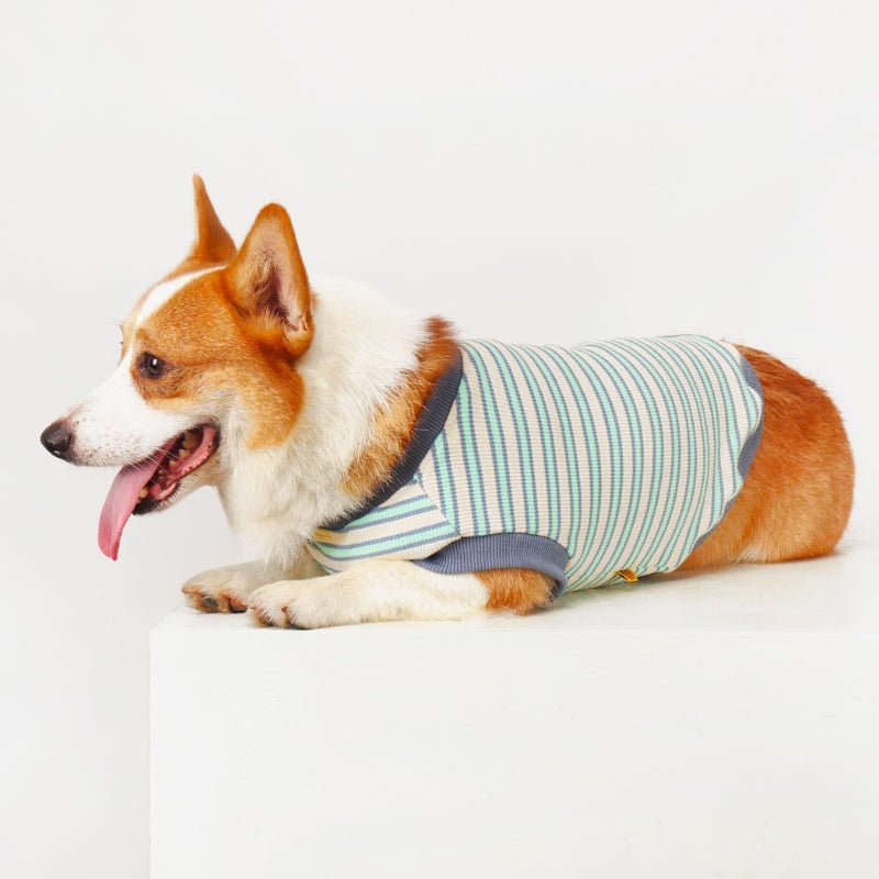 Soft Cotton Vest Corgi Stripes Dog Clothes Sleeveless - PIKAPIKA
