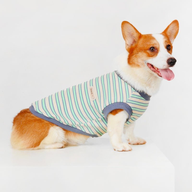 Soft Cotton Vest Corgi Stripes Dog Clothes Sleeveless - PIKAPIKA