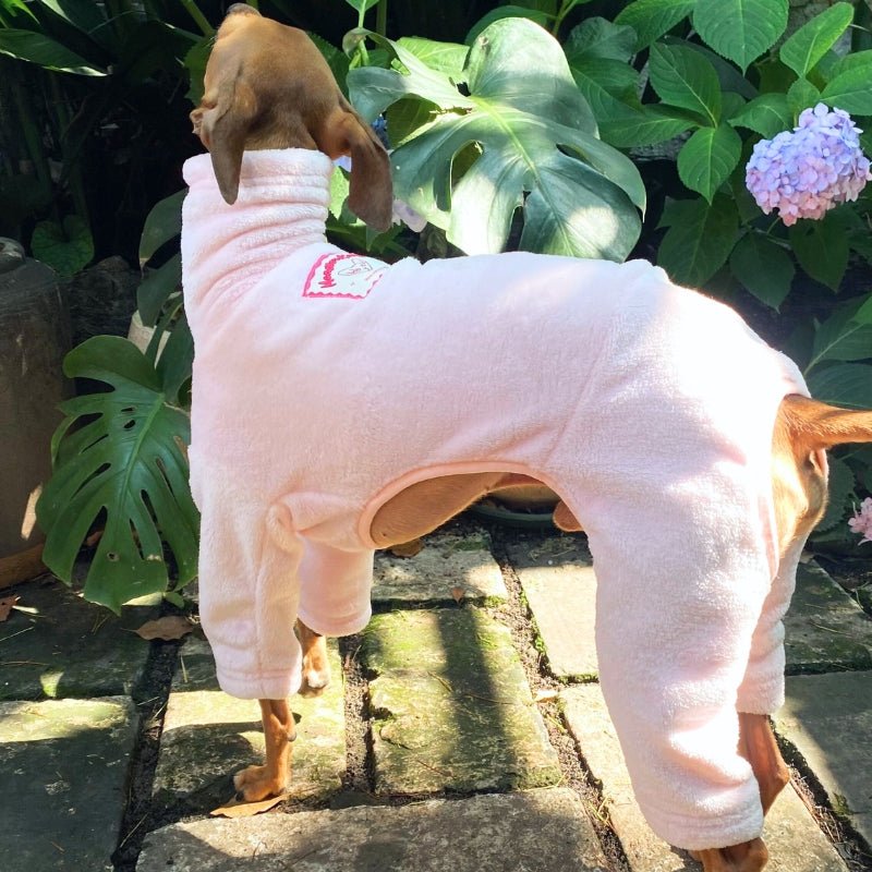 Soft Fleece Onesie for Italian Greyhound Whippet Warm Turtleneck Clothes Pink - PIKAPIKA