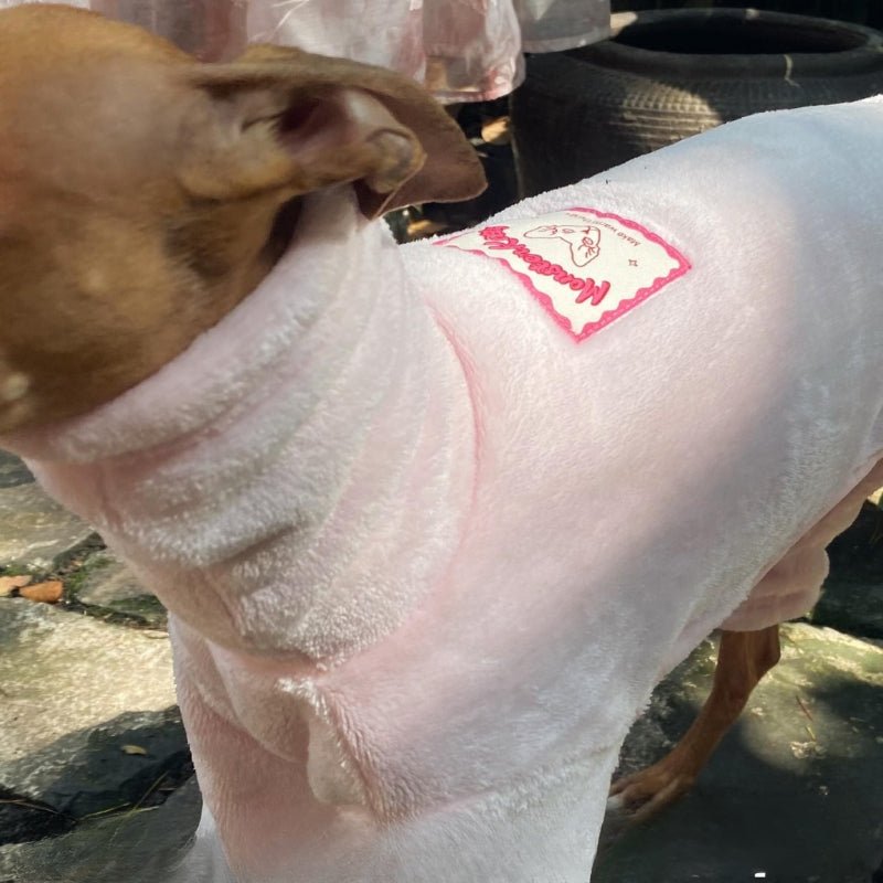 Soft Fleece Onesie for Italian Greyhound Whippet Warm Turtleneck Clothes Pink - PIKAPIKA