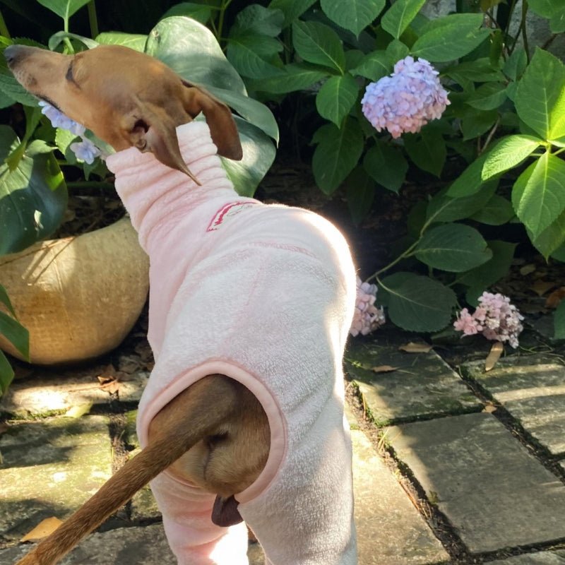 Soft Fleece Onesie for Italian Greyhound Whippet Warm Turtleneck Clothes Pink - PIKAPIKA