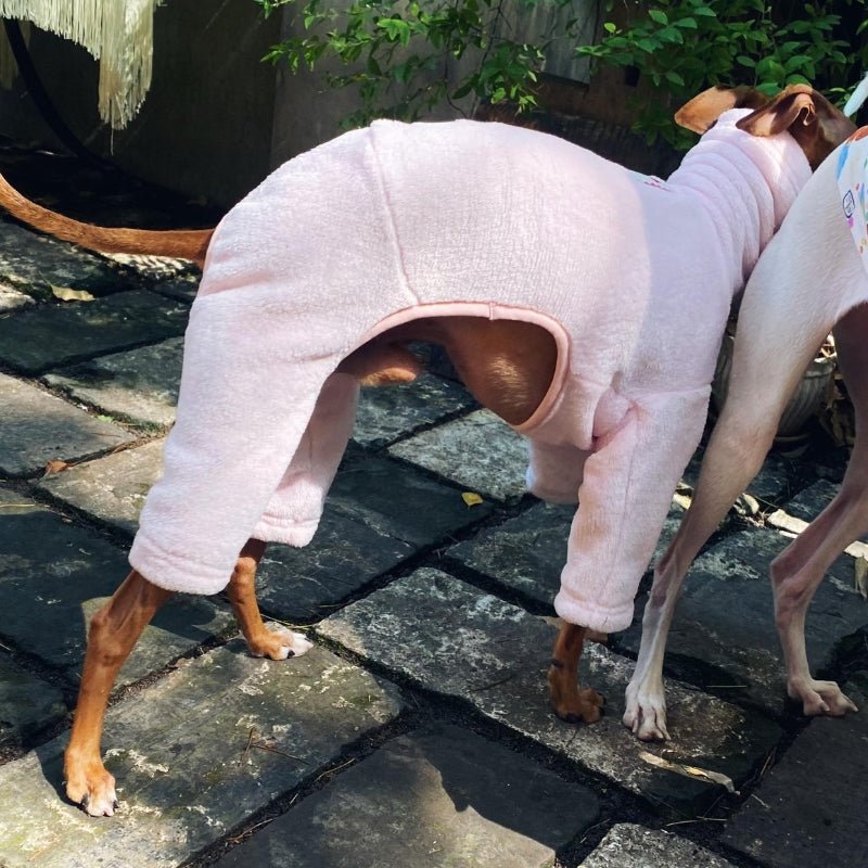 Soft Fleece Onesie for Italian Greyhound Whippet Warm Turtleneck Clothes Pink - PIKAPIKA