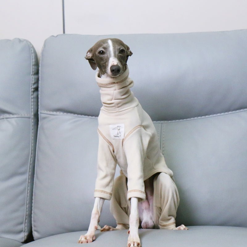 Soft Italian Greyhound Onesies Thick 4legs Dog Turtleneck Clothes Beige - PIKAPIKA