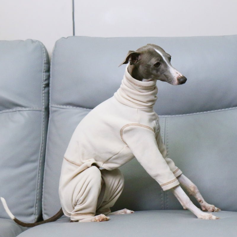 Soft Italian Greyhound Onesies Thick 4legs Dog Turtleneck Clothes Beige - PIKAPIKA