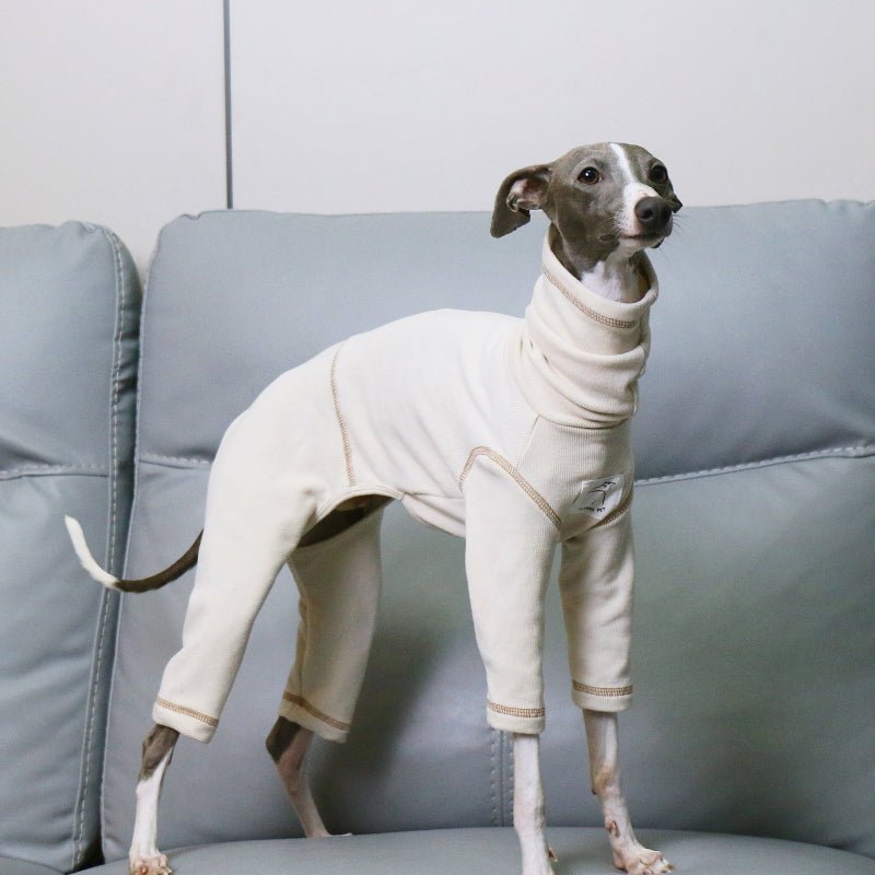 Soft Italian Greyhound Onesies Thick 4legs Dog Turtleneck Clothes Beige - PIKAPIKA