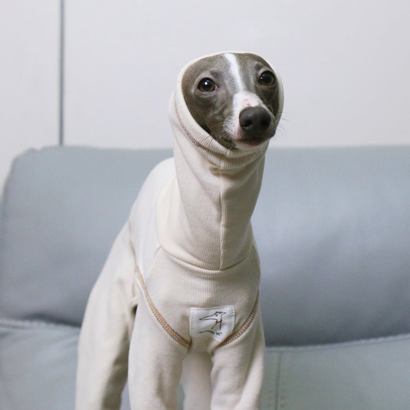 Soft Italian Greyhound Onesies Thick 4legs Dog Turtleneck Clothes Beige - PIKAPIKA
