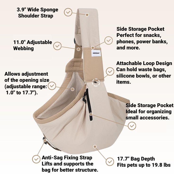 Soft Pet Sling Carrier Breathable Outing Bag - PIKAPIKA