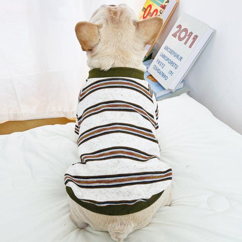 Soft Sweatshirt Light Fleece Dog Stripes Clothes Bulldog - PIKAPIKA
