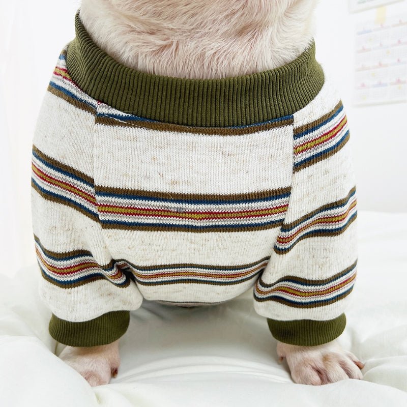Soft Sweatshirt Light Fleece Dog Stripes Clothes Bulldog - PIKAPIKA