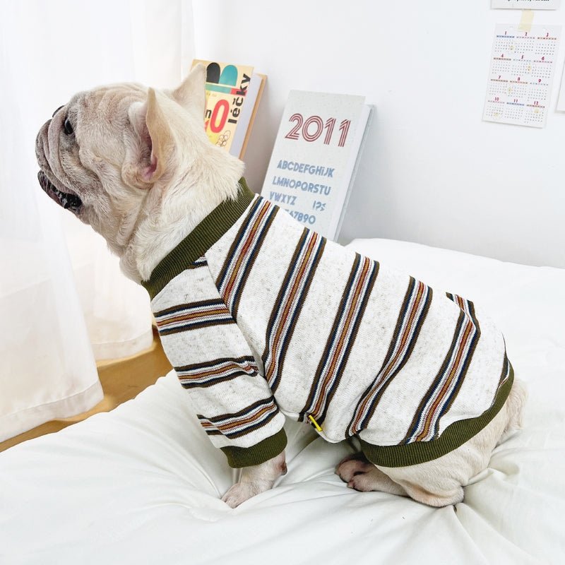 Soft Sweatshirt Light Fleece Dog Stripes Clothes Bulldog - PIKAPIKA