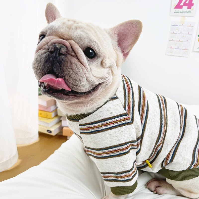 Soft Sweatshirt Light Fleece Dog Stripes Clothes Bulldog - PIKAPIKA
