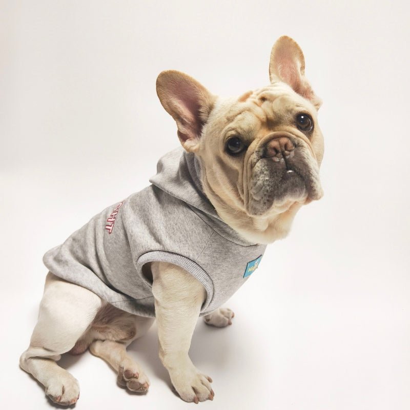 Soft Thin Hoodie Sleeveless Dog Cat Clothes Bulldog - PIKAPIKA