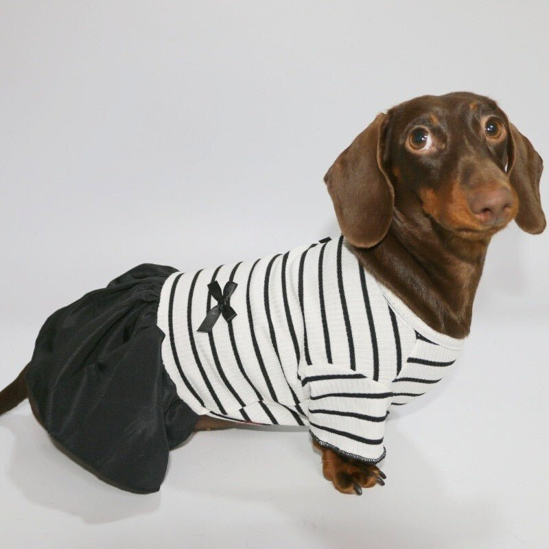Soft Thin T-shirt Dress Dachshund Dog Stripes Clothes - PIKAPIKA