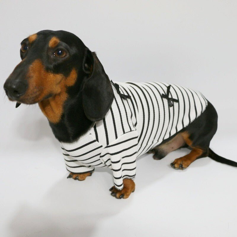 Soft Thin T-shirt Dress Dachshund Dog Stripes Clothes - PIKAPIKA