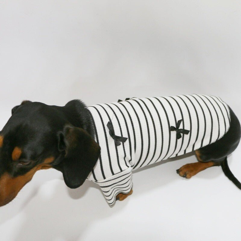 Soft Thin T-shirt Dress Dachshund Dog Stripes Clothes - PIKAPIKA