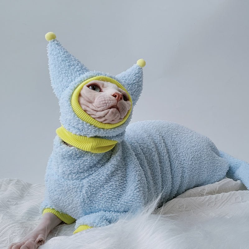 Sphynx Cat Colorful Pom Beanie Knitted Hat Little devil Hat Hand Made - PIKAPIKA