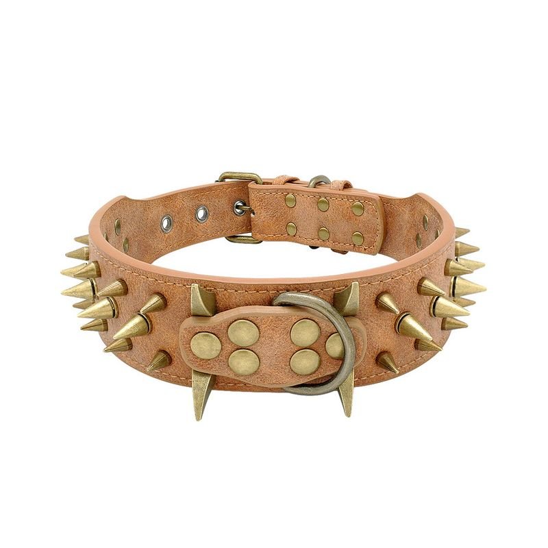 Spiked Dog Collar for Large Breeds Leather Adjustable - PIKAPIKA