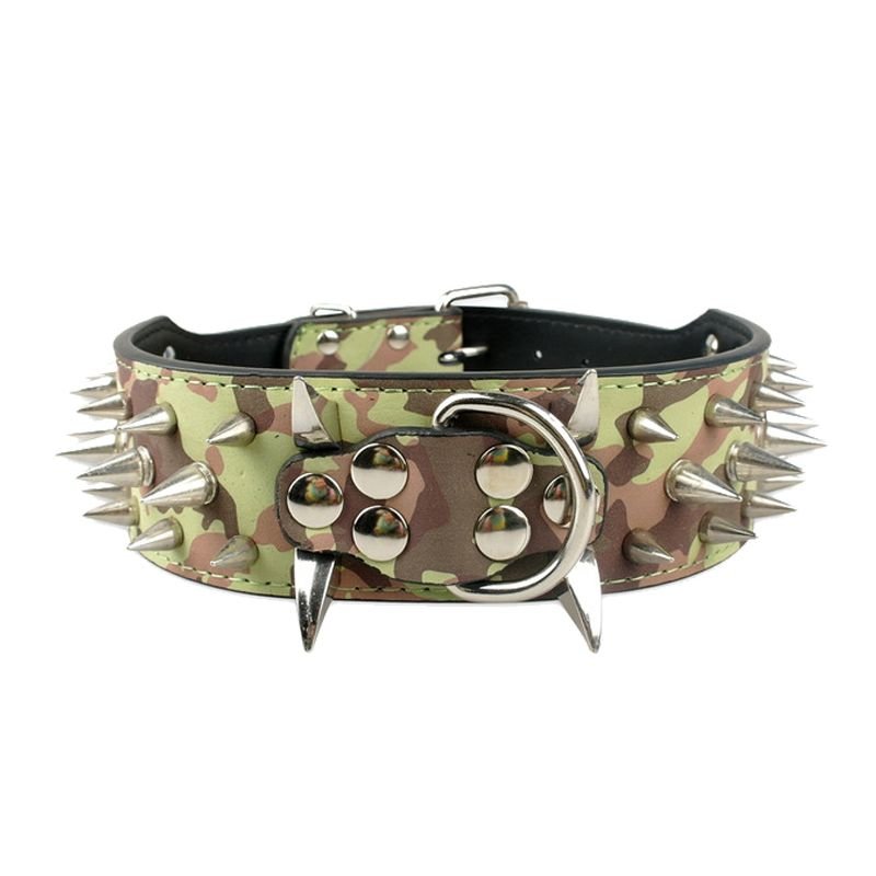 Spiked Dog Collar for Large Breeds Leather Adjustable - PIKAPIKA