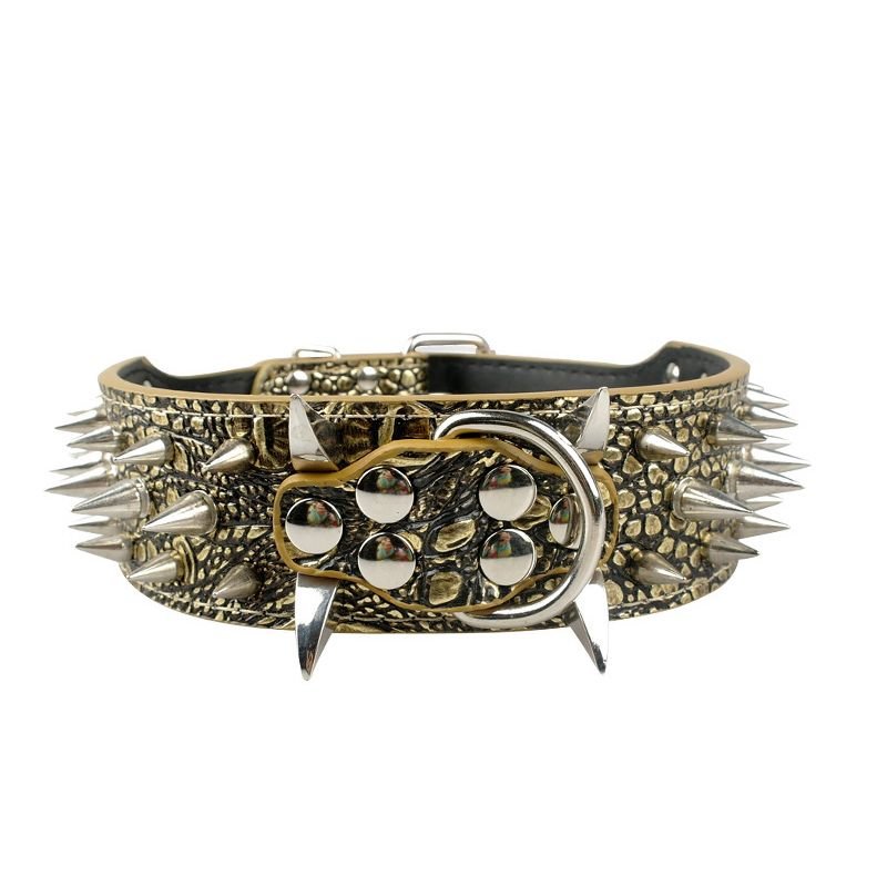Spiked Dog Collar for Large Breeds Leather Adjustable - PIKAPIKA