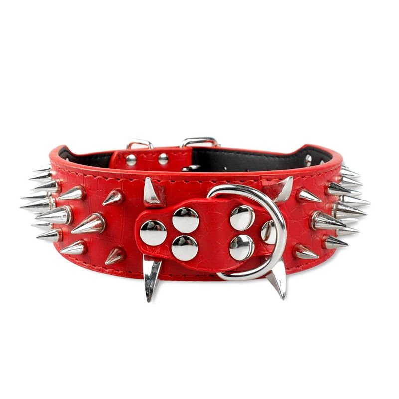 Spiked Dog Collar for Large Breeds Leather Adjustable - PIKAPIKA