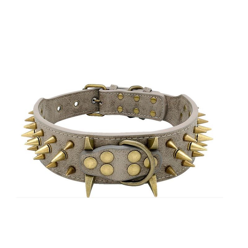 Spiked Dog Collar for Large Breeds Leather Adjustable - PIKAPIKA