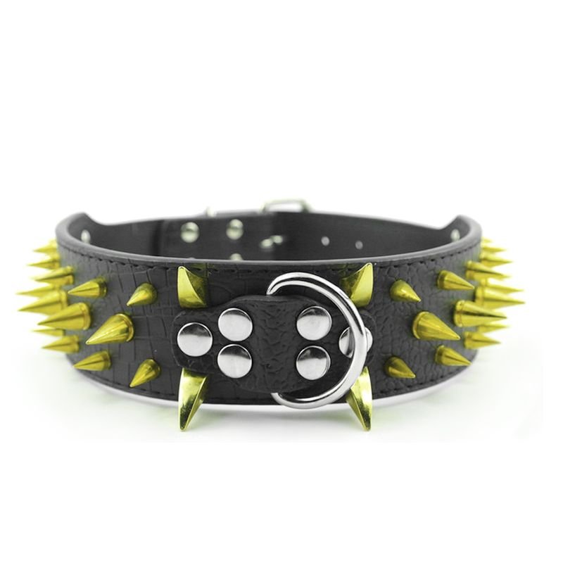 Spiked Dog Collar for Large Breeds Leather Adjustable - PIKAPIKA