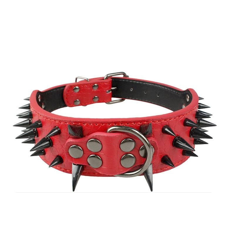 Spiked Dog Collar for Large Breeds Leather Adjustable - PIKAPIKA