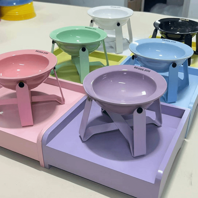 Stand Bowl Anti - Spill Ceramic Cat & Dog Feeder+Raised Stand+Bonus Spoon - PIKAPIKA