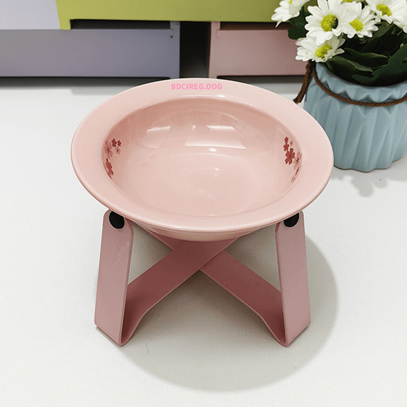 Stand Bowl Anti - Spill Ceramic Cat & Dog Feeder+Raised Stand+Bonus Spoon - PIKAPIKA