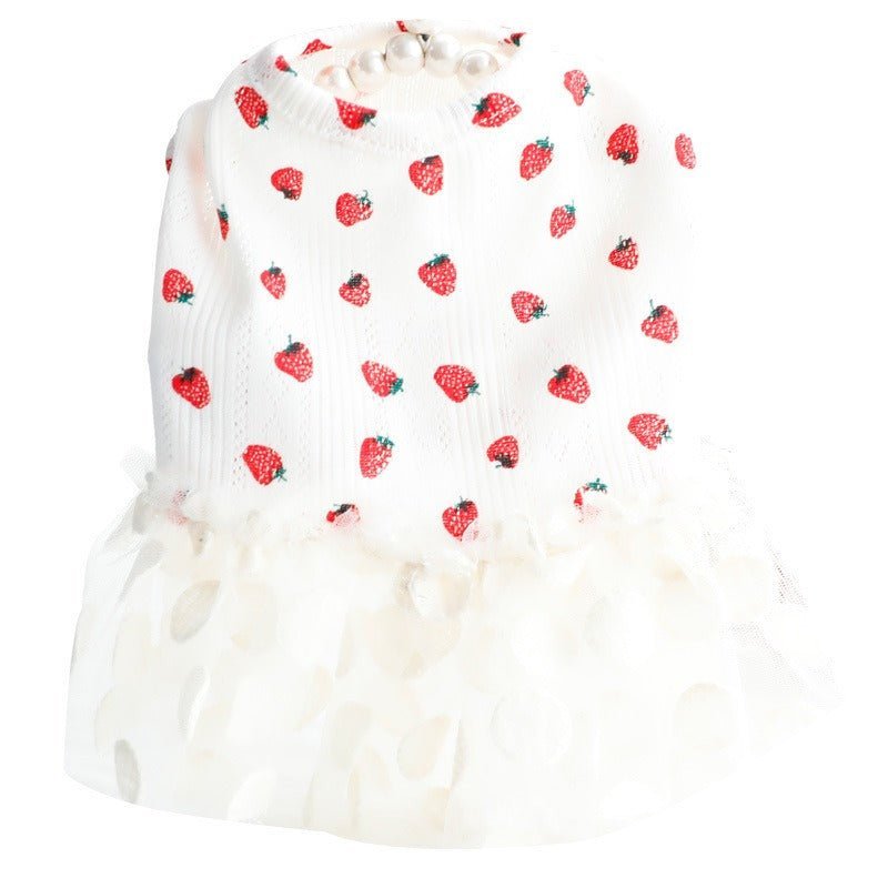 Strawberry Sleeveless Organza Cat Dress Cat Clothes - PIKAPIKA