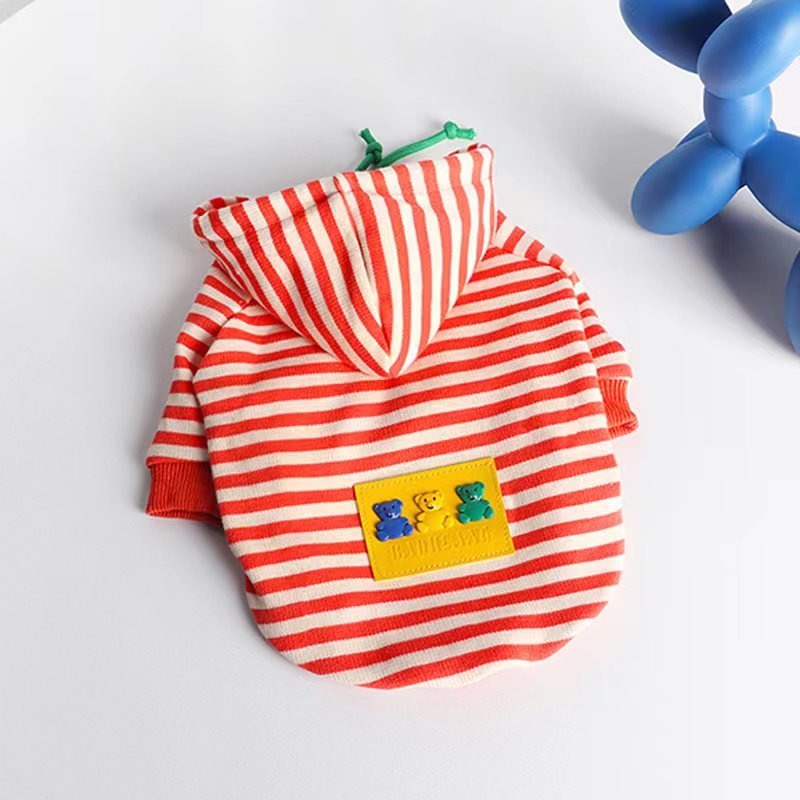 Stripe Hoodie Bulldog Dog Clothes - PIKAPIKA