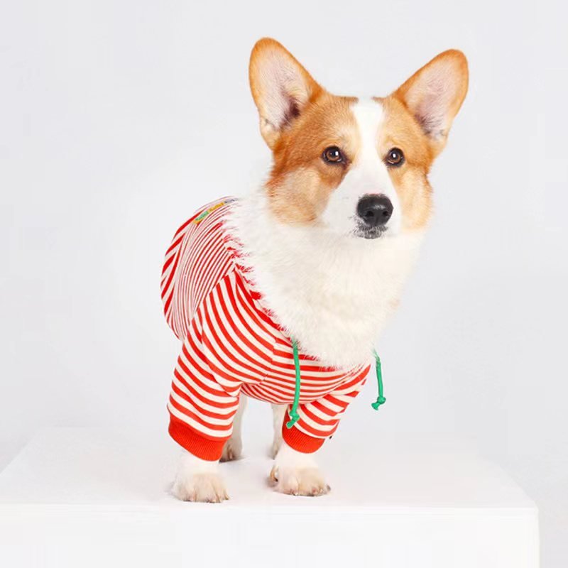 Stripe Hoodie Corgi Dog Clothes - PIKAPIKA