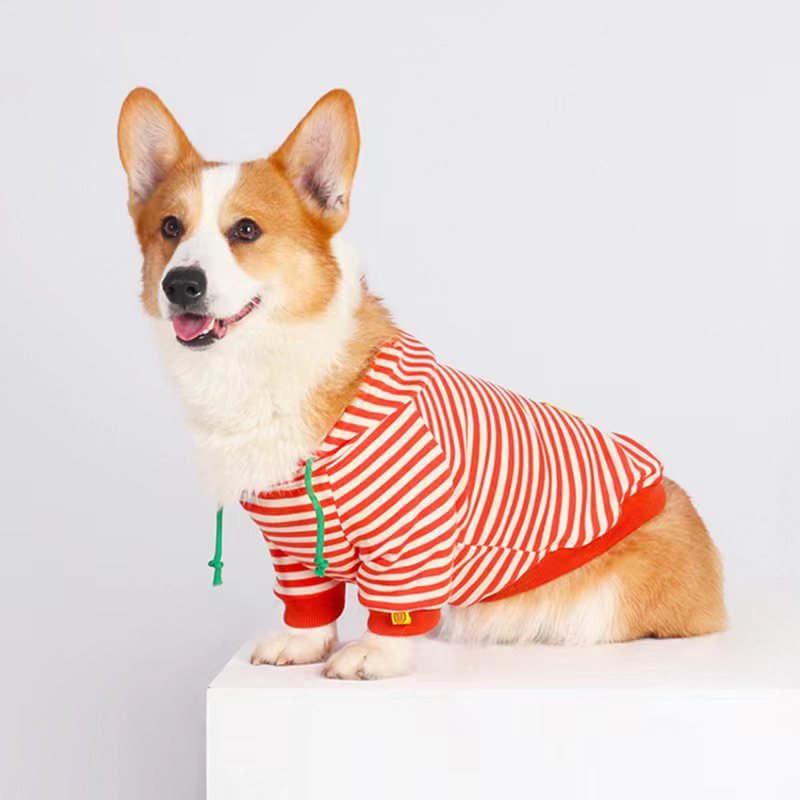 Stripe Hoodie Corgi Dog Clothes - PIKAPIKA