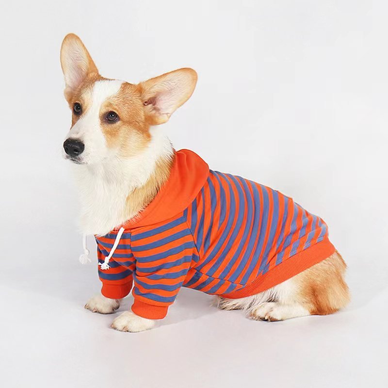 Stripe Hoodie Corgi Dog Clothes - PIKAPIKA