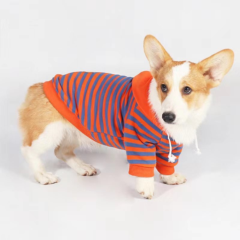 Stripe Hoodie Corgi Dog Clothes - PIKAPIKA