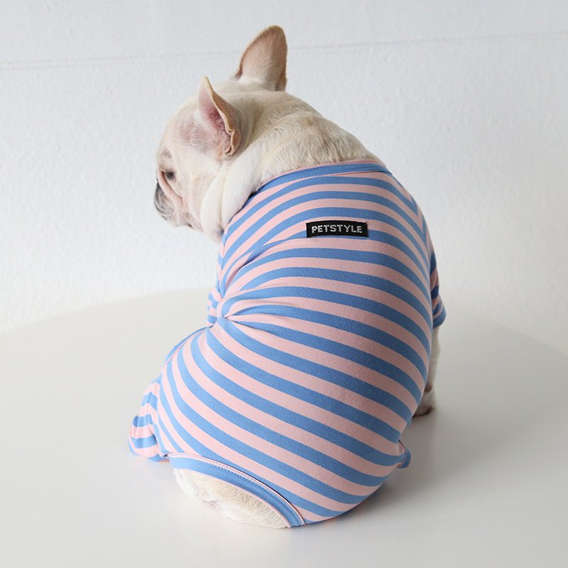 Stripe Onesie Pajama Bulldog Dog Clothes - PIKAPIKA